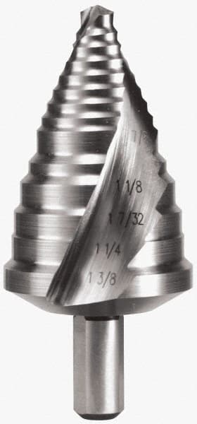 Hertel - 5 Hole Sizes, 7/8 to 1-3/8" Hole Diam High Speed Steel Step Drill Bit - Americas Industrial Supply