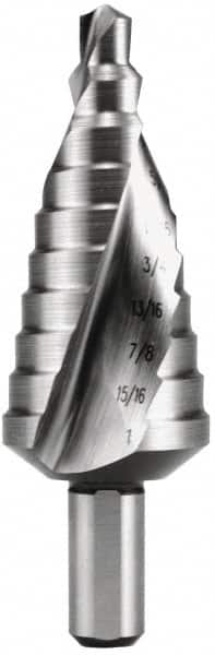 Hertel - 9 Hole Sizes, 13/32 to 1" Hole Diam High Speed Steel Step Drill Bit - Americas Industrial Supply