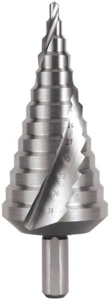 Hertel - 13 Hole Sizes, 4 to 39mm Hole Diam Cobalt Step Drill Bit - Americas Industrial Supply
