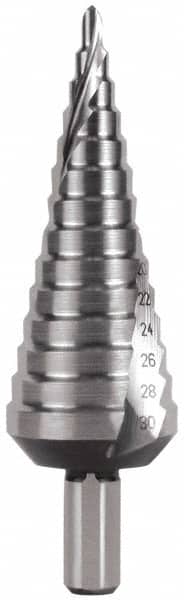 Hertel - 14 Hole Sizes, 4 to 30mm Hole Diam Cobalt Step Drill Bit - Americas Industrial Supply