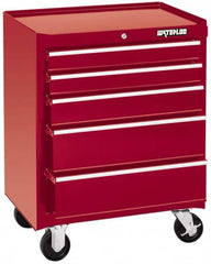 Waterloo - 5 Drawer 1,100 Lb Capacity Steel Tool Roller Cabinet - 26-1/2" Wide x 34-1/2" High x 18" Deep, Ball Bearing Drawer Slides, Red - Americas Industrial Supply