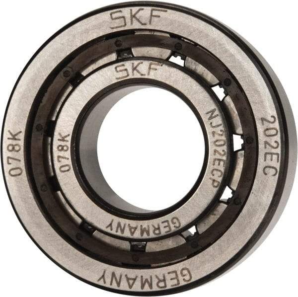 SKF - 15mm Bore Diam, 35mm Outside Diam, 11mm Wide Cylindrical Roller Bearing - 12,500 N Dynamic Capacity, 10,200 Lbs. Static Capacity - Americas Industrial Supply