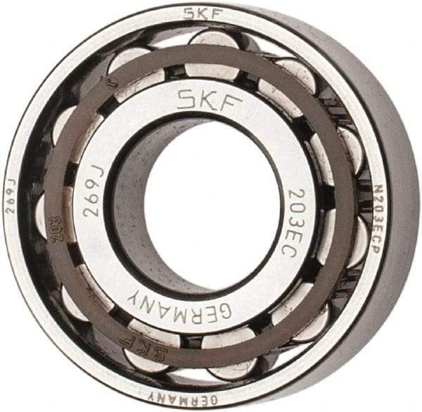 SKF - 17mm Bore Diam, 40mm Outside Diam, 12mm Wide Cylindrical Roller Bearing - 17,200 N Dynamic Capacity, 14,300 Lbs. Static Capacity - Americas Industrial Supply