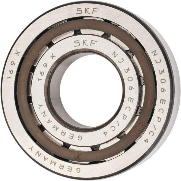 SKF - 30mm Bore Diam, 72mm Outside Diam, 19mm Wide Cylindrical Roller Bearing - 51,200 N Dynamic Capacity, 48,000 Lbs. Static Capacity - Americas Industrial Supply