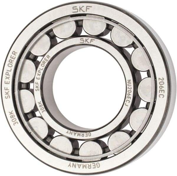 SKF - 30mm Bore Diam, 62mm Outside Diam, 16mm Wide Cylindrical Roller Bearing - 38,000 N Dynamic Capacity, 36,500 Lbs. Static Capacity - Americas Industrial Supply