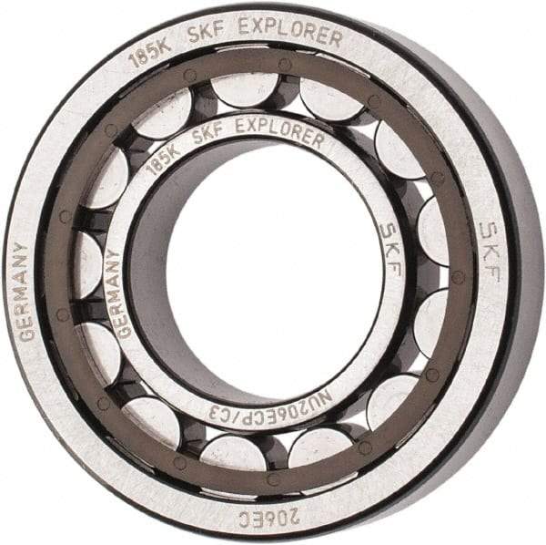 SKF - 30mm Bore Diam, 62mm Outside Diam, 16mm Wide Cylindrical Roller Bearing - 38,000 N Dynamic Capacity, 36,500 Lbs. Static Capacity - Americas Industrial Supply