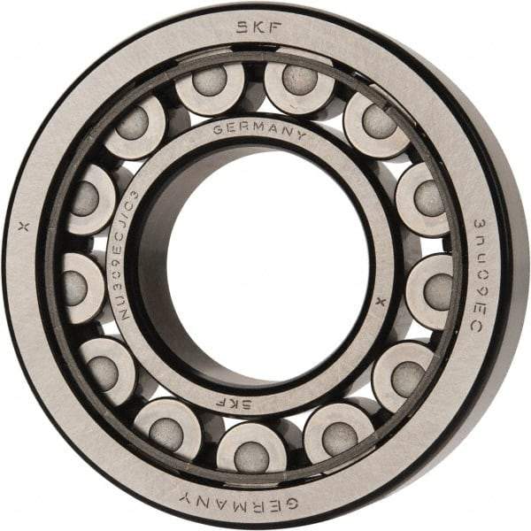 SKF - 45mm Bore Diam, 100mm Outside Diam, 25mm Wide Cylindrical Roller Bearing - 99,000 N Dynamic Capacity, 100,000 Lbs. Static Capacity - Americas Industrial Supply