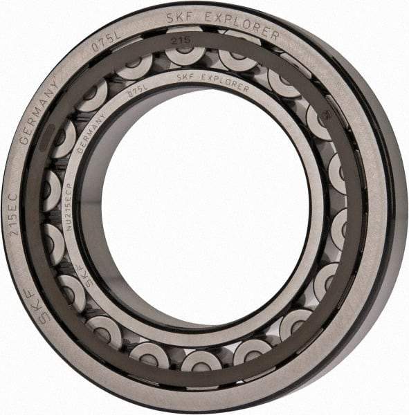 SKF - 75mm Bore Diam, 130mm Outside Diam, 25mm Wide Cylindrical Roller Bearing - 130,000 N Dynamic Capacity, 156,000 Lbs. Static Capacity - Americas Industrial Supply