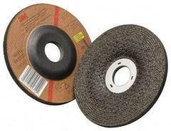 3M - 24 Grit, 4-1/2" Wheel Diam, 1/4" Wheel Thickness, Type 27 Depressed Center Wheel - Aluminum Oxide, 13,300 Max RPM, Compatible with Angle Grinder - Americas Industrial Supply