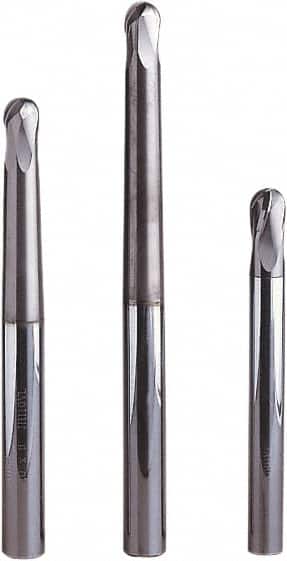 Seco - 8mm Diam, 8mm LOC, 4 Flute Solid Carbide Ball End Mill - MEGA-64 Finish, Single End, 85mm OAL, 8mm Shank Diam, Spiral Flute - Americas Industrial Supply