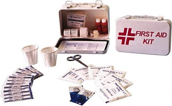 Ability One - 30 Piece, 30 Person, Multipurpose/Auto/Travel First Aid Kit - Metal Case - Americas Industrial Supply