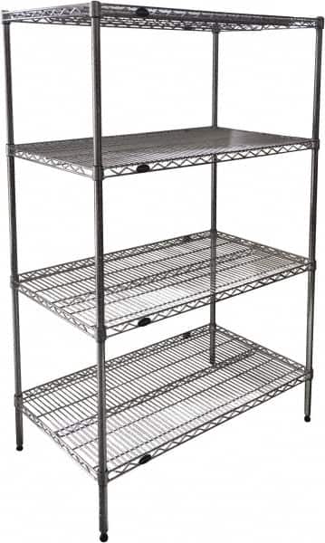 Value Collection - 4 Shelf Wire Shelving Unit - 36" Wide x 18" Deep x 63" High, - Americas Industrial Supply