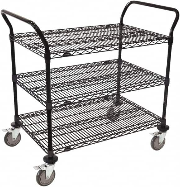 Value Collection - 800 Lb Capacity, 24" Wide x 48" Long x 39" High Wire Cart - 3 Shelf, Steel, Swivel Casters - Americas Industrial Supply