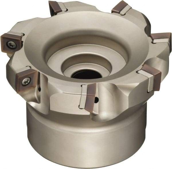 Sumitomo - 8 Inserts, 5" Cut Diam, 1-1/2" Arbor Diam, Indexable Square-Shoulder Face Mill - 2-1/2" High, SOMT 1204.. Insert Compatibility, Through Coolant, Series WaveMill - Americas Industrial Supply