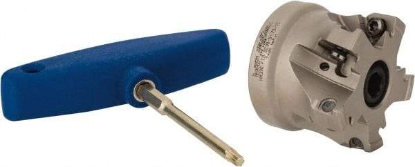 Iscar - 5 Inserts, 2" Cut Diam, 3/4" Arbor Diam, 0.512" Max Depth of Cut, Indexable Square-Shoulder Face Mill - 0/90° Lead Angle, 1.57" High, HM390 TDKT 1505 Insert Compatibility, Through Coolant, Series HeliIQMill - Americas Industrial Supply