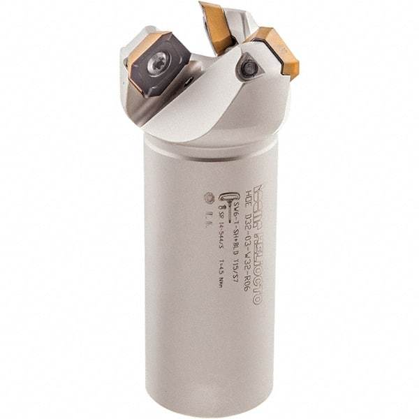 Iscar - 42° Lead Angle, 2.37" Max Cut Diam, 2" Min Cut Diam, 0.1" Max Depth of Cut, Indexable Chamfer and Angle End Mill - 4 Inserts, OECR, OEMT, OEMW-AETN, REMT, SEMT Insert Style, 4-1/2" Overall Length, Through Coolant, Weldon Flat - Americas Industrial Supply