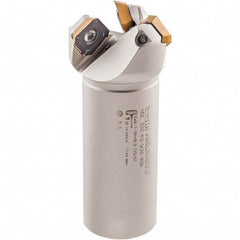 Iscar - 42° Lead Angle, 2.37" Max Cut Diam, 2" Min Cut Diam, 0.1" Max Depth of Cut, Indexable Chamfer and Angle End Mill - 4 Inserts, OECR, OEMT, OEMW-AETN, REMT, SEMT Insert Style, 4-1/2" Overall Length, Through Coolant, Weldon Flat - Americas Industrial Supply