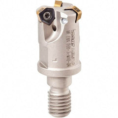 Iscar - 30° Lead Angle, 25mm Max Cut Diam, 15.5mm Min Cut Diam, 2mm Max Depth of Cut, Indexable Chamfer and Angle End Mill - 3 Inserts, H600 WXCU 05 Insert Style, 120mm Overall Length, Through Coolant, Straight Shank - Americas Industrial Supply