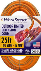Value Collection - 25', 14/3 Gauge/Conductors, Orange/Blue Outdoor Extension Cord - 1 Receptacle, 15 Amps, UL SJTW, NEMA 5-15P - Americas Industrial Supply