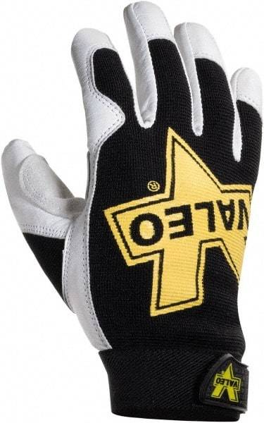 Valeo - Size L (8-9) General Protection Work Gloves - For Mechanic's & Lifting, Uncoated, Hook & Loop Cuff, Black/White, Paired - Americas Industrial Supply