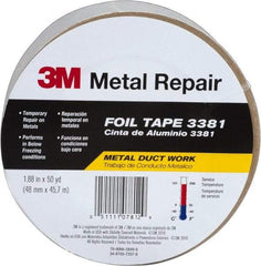 3M - 2" x 50 Yds Silver Foil Tape - 2.7 mil, Acrylic Adhesive, Aluminum Foil Backing, 10 Lb/ln Tensile Strength, -30°F to 260°F, Series 3381 - Americas Industrial Supply