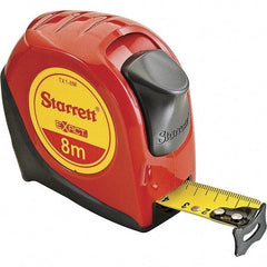 Starrett - 26' x 1" Yellow Blade Tape Measure - 1mm Graduation, S6 Graduation Style, Red Case - Americas Industrial Supply