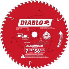 Freud - 7-1/4" Diam, 5/8" Arbor Hole Diam, 56 Tooth Wet & Dry Cut Saw Blade - Carbide-Tipped, Burr-Free Action, Standard Round Arbor - Americas Industrial Supply