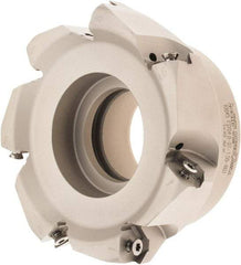 Iscar - 4.37" Cut Diam, 1-1/2" Arbor Hole, 0.18" Max Depth of Cut, 50° Indexable Chamfer & Angle Face Mill - 7 Inserts, IQ845 SYHU 07.. Insert, Right Hand Cut, Through Coolant, Series DoveIQMill - Americas Industrial Supply