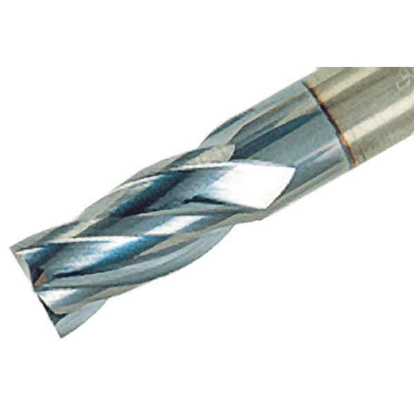 Iscar - 3/8", 3/4" LOC, 3/8" Shank Diam, 3" OAL, 4 Flute, Solid Carbide Square End Mill - Single End, TiAlN Finish, Spiral Flute, 38° Helix, Right Hand Cut, Right Hand Flute - Americas Industrial Supply