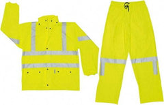 MCR Safety - Size 5XL, High Visibility Lime, Rain, Disposable Encapsulated Suit - Attached Hood, Elastic Ankle, Elastic Wrist - Americas Industrial Supply