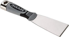 Hyde Tools - 2" Wide Stainless Steel Putty Knife - Stiff, Cushioned Grip Polypropylene Handle, 8" OAL - Americas Industrial Supply