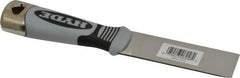 Hyde Tools - 1-1/4" Wide Stainless Steel Putty Knife - Stiff, Cushioned Grip Polypropylene Handle, 8" OAL - Americas Industrial Supply