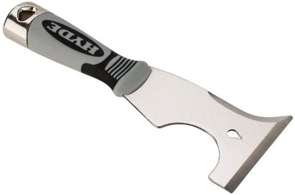 Hyde Tools - 3" Wide Stainless Steel Putty Knife - Stiff, Cushioned Grip Polypropylene Handle, 8" OAL - Americas Industrial Supply