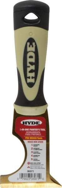 Hyde Tools - 2-1/2" Wide Brass Multi-Purpose Knife - Stiff, Cushioned Grip Polypropylene Handle, 8" OAL - Americas Industrial Supply