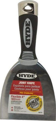 Hyde Tools - 4" Wide Stainless Steel Putty Knife - Flexible, Cushioned Grip / Hammerhead Polypropylene Handle, 8" OAL - Americas Industrial Supply