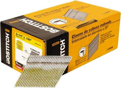 Stanley Bostitch - 11 Gauge 0.12" Shank Diam 3-1/4" Long Framing Nails for Power Nailers - Steel, Galvanized Finish, Smooth Shank, Angled Stick Wire Collation, Round Head, Diamond Point - Americas Industrial Supply
