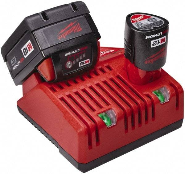 Milwaukee Tool - 12/18 Volt, 2 Battery Power Tool Lithium-Ion Battery Charger - M12 and M18 Not Included - Americas Industrial Supply