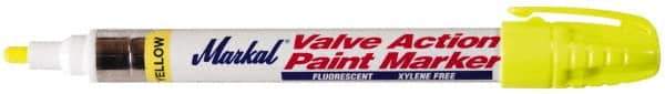 Markal - Fluorescent Yellow Paint Marker - Bullet Medium Tip, Alcohol Base Ink - Americas Industrial Supply