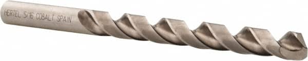 Hertel - 5/16" 135° Cobalt Jobber Drill - Bright Finish, Spiral Flute, 4-1/2" OAL, Split Point - Americas Industrial Supply