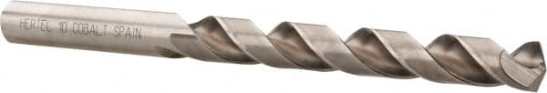 Hertel - 10mm 135° Cobalt Jobber Drill - Bright Finish, Spiral Flute, 5.2362" OAL, Split Point - Americas Industrial Supply
