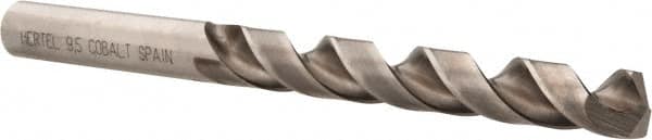 Hertel - 9.5mm 135° Cobalt Jobber Drill - Bright Finish, Spiral Flute, 4.9213" OAL, Split Point - Americas Industrial Supply
