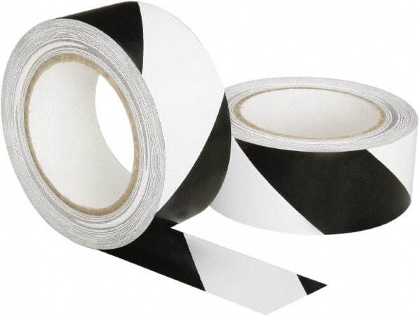 Ability One - Black & White Striped Vinyl Tape - 2" Wide x 108' Long, General Traffic - Americas Industrial Supply