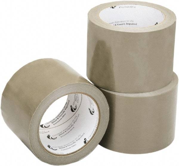 Ability One - 2" x 60 Yd Tan Hot Melt Adhesive Sealing Tape - Polypropylene Film Backing, 2.2 mil Thick, Series Industrial Grade - Americas Industrial Supply