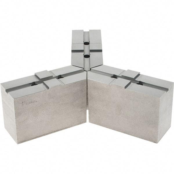 Abbott Workholding Products - 16" & Up Chuck Capacity, Tongue & Groove Attachment, Square Soft Lathe Chuck Jaw - 3 Jaws, Steel, 2-1/8" Btw Mount Hole Ctrs, 6-1/2" Long x 2-1/2" Wide x 4" High, 0.4724" Groove, 0.4724" & 12mm Fastener - Americas Industrial Supply