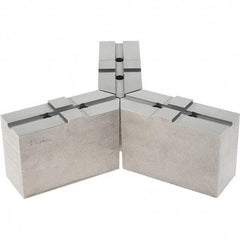 Abbott Workholding Products - 16" & Up Chuck Capacity, Tongue & Groove Attachment, Square Soft Lathe Chuck Jaw - 3 Jaws, Steel, 2-1/8" Btw Mount Hole Ctrs, 6-1/2" Long x 2-1/2" Wide x 4" High, 0.4724" Groove, 0.4724" & 12mm Fastener - Americas Industrial Supply