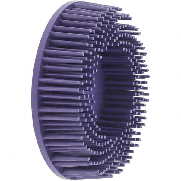 Value Collection - 3" 36 Grit Ceramic Straight Disc Brush - Very Coarse Grade, Type R Quick Change Connector, 3/4" Trim Length, 0.37" Arbor Hole - Americas Industrial Supply