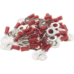 Value Collection - 22-16 AWG Partially Insulated Crimp Connection D Shaped Ring Terminal - 1/4" Stud, Tin Plated Copper Contact - Americas Industrial Supply