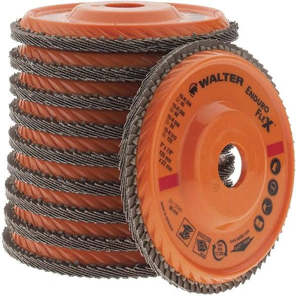 Value Collection - 60 Grit, 5" Disc Diam, 7/8" Center Hole, Type 28 Ceramic Flap Disc - 12,200 Max RPM, Coated - Americas Industrial Supply