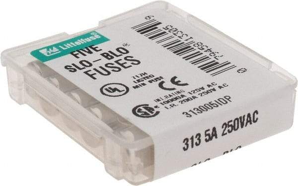 Value Collection - 250 VAC, 5 Amp, Time Delay Miniature Glass/Ceramic Fuse - 1-1/4" OAL, 1/4" Diam - Americas Industrial Supply