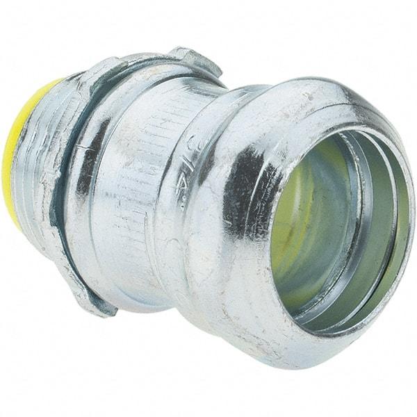 Value Collection - 3/4" Trade, Steel Compression Straight EMT Conduit Connector - Insulated - Americas Industrial Supply